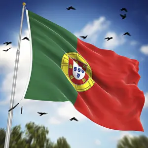 Southern European Flags Drucke: Flag of Portugal, This is a computer generated and 3d rendered image