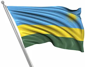 Verwandte Bilder Drucke: Flagge von Ruanda, Dies ist eine computer generierte und 3D-generierte Abbildung.