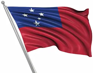 Samoa Drucke: Flagge von Samoa, Dies ist eine computer-generierte und 3D-gerenderte Abbildung.