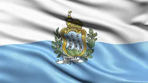 San Marino Drucke: Flagge von San Marino, 3-D-Illustration.