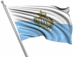 San Marino Drucke: Flagge von San Marino, Dies ist eine computer generierte und 3D-generierte Abbildung.