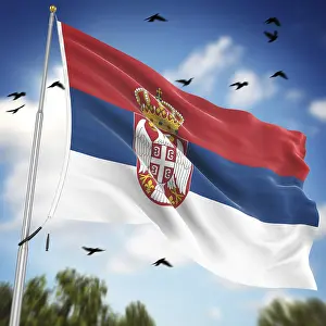 Drucke von Flagge Serbiens, Dies ist eine computer-generierte und 3D-gerenderte Abbildung Verwandte Bilder Drucke: Flagge Serbiens, Dies ist eine computer-generierte und 3D-gerenderte Abbildung.