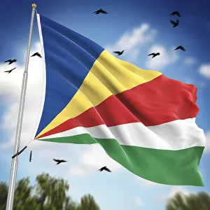 East Africa Flags Drucke: Flag of Seychelles, This is a computer generated and 3d rendered image