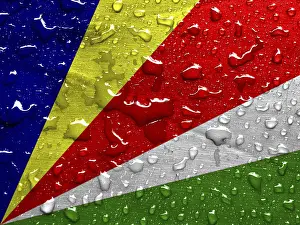 Seychelles Flag Drucke: Flag of Seychelles with rain drops