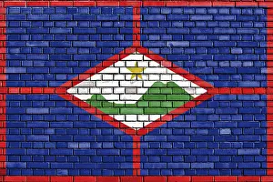 Painted Brick Wall Drucke: Flag of Sint Eustatius painted on brick wall