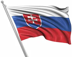 Central Europe Images Drucke: Flag of Slovakia, This is a computer generated and 3d rendered image