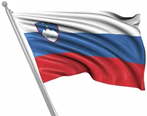 European Flag Drucke: Flag of Slovenia, This is a computer generated and 3d rendered image