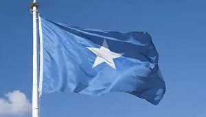 Somalia Flag Drucke: The flag of Somalia, fluttering in the wind
