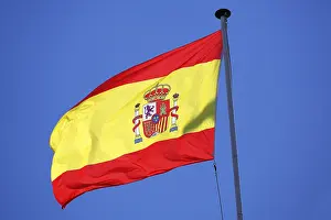 Southern Europe Flags Drucke: Flag Spain blowing in the wind