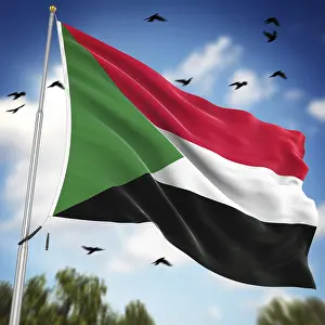 North African Flags Drucke: Flag of Sudan, This is a computer generated and 3d rendered image