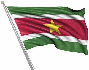 Verwandte Bilder Drucke: Flagge von Suriname, Dies ist ein computer generierter und 3D gerenderter Bild.