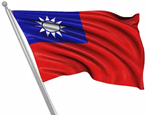 Digitally Generated Flags Drucke: Flag of Taiwan, This is a computer generated and 3d rendered image