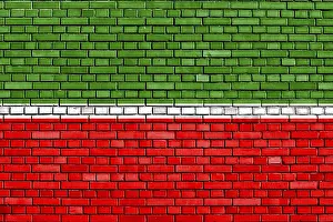 Painted Brick Wall Designs Drucke: Flag of Tatarstan painted on brick wall