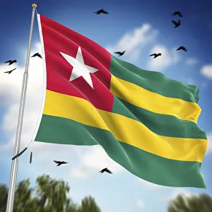 Drucke von Flagge von Togo, Dies ist eine computer generierte und 3D-gere renderete Abbildung Togo Drucke: Flagge von Togo, Dies ist eine computer generierte und 3D-generierte Abbildung.