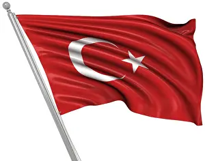 European Country Flags Drucke: Flag of Turkey, This is a computer generated and 3d rendered image