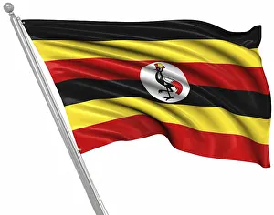Computer Generated Pictures Drucke: Flag of Uganda, This is a computer generated and 3d rendered image