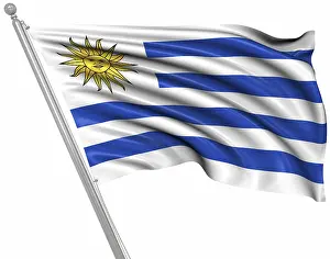Verwandte Bilder Drucke: Flagge Uruguays, Dies ist eine computer generierte und 3D-generierte Abbildung.