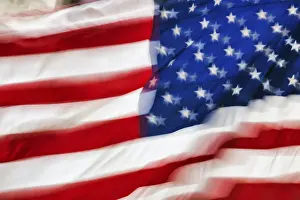USA Flag Illustration Drucke: Flag of the USA fluttering in the wind