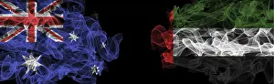 United Arab Emirates Emblem Drucke: Flags of Australia and UAE on Black background