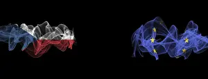 Czech Republic Flag Drucke: Flags of the Czech Republic and the EU on a black background