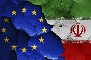 European Union Symbol Drucke: Flags of EU and Iran