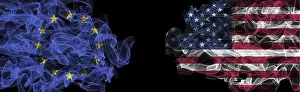 Black Background Flags Drucke: Flags of EU and USA on Black background
