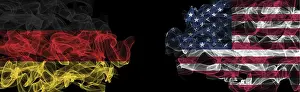 Dark Colored Flag Images Drucke: Flags of Germany and USA on Black background