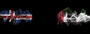 Black Background Flags Drucke: Flags of Iceland and UAE on Black background