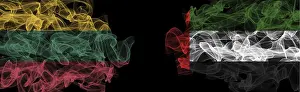 Black Background Flags Drucke: Flags of Lithuania and UAE on Black background