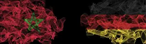 German Federal Republic Flag Drucke: Flags of Morocco and Germany on Black background