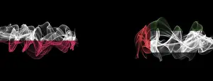 Dark Colored Backgrounds With Flags Drucke: Flags of Poland and UAE on black background