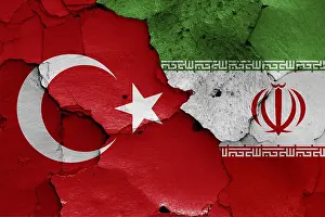 Deserted Country Flags Drucke: Flags of Turkey and Iran