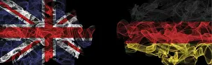 British Nationality Symbol Drucke: Flags of Union Jack and Germany on Black background