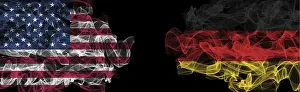 USA Flag Drucke: Flags of USA and Germany on Black background