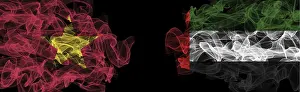 Dark Colored Backgrounds With Flags Drucke: Flags of Vietnam and UAE on Black background