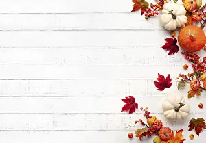 Text Free Space Photography Drucke: Flat lay autumn composition with copy space