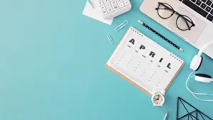 Copy Space Hints Drucke: Flat lay calendar copy space