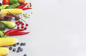 Organic Food Drucke: Flat lay with different vegetables