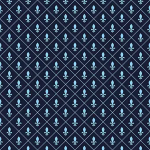 Seamless Floral Design Drucke: Fleur-de-lis seamless vector pattern in blue tones