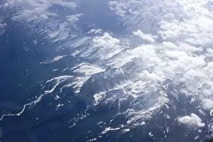 Cloudy Mountain Landscapes Drucke: Flight over the Alps