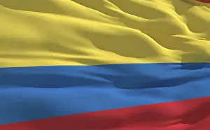 Latin American Flags Drucke: Fluttering flag of Colombia on the wind