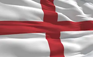 Deserted Island Flags Drucke: Fluttering flag of England on the wind