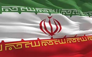 Iran Flag Drucke: Fluttering flag of Iran on the wind
