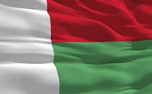 East Africa Flags Drucke: Fluttering flag of Madagascar on the wind