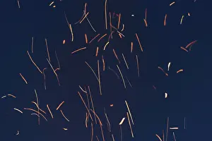 Time Exposure Images Drucke: Flying sparks, fire