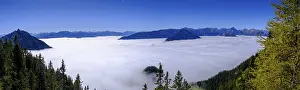 Tyrol Mountain Scenery Drucke: Fog in the valley, inversion weather
