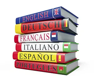 Schoolchild Education Drucke: Foreign language study concept background