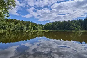 Cloudy Sky Over Lake Drucke: Forest lake, reflection, sky, clouds