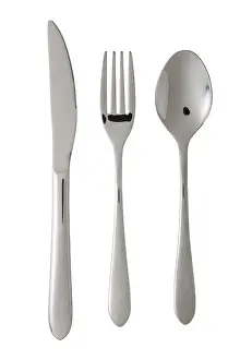 White Studio Photography Drucke: Fork, spoon and knife isolated on white background