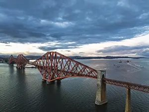 Forth Bridge Drone View Drucke: Forth Bridge from a drone, Queensferry Crossing